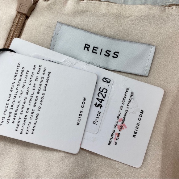 REISS Natural Gemina Lace Fit And Flare Dress New - Picture 6 of 11